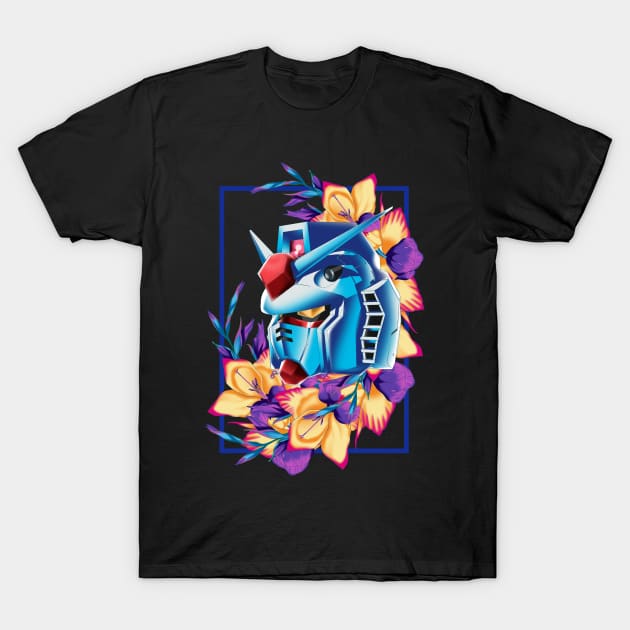 Floral meets Metal Mobile Suit T-Shirt by manoystee